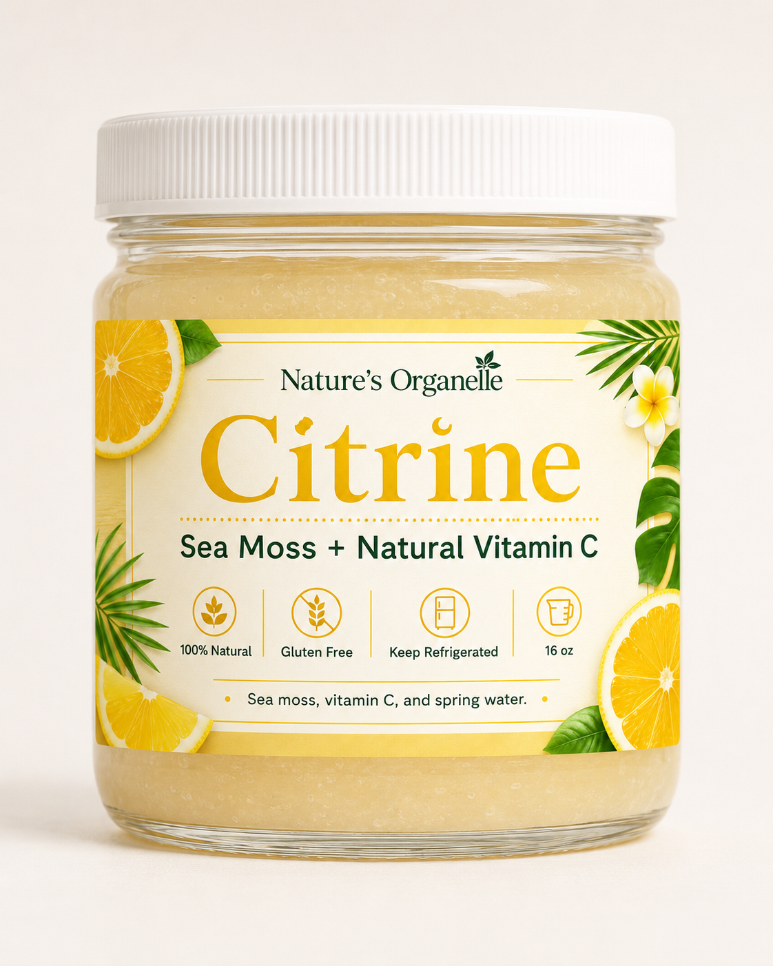 Citrine Sea Moss with Natural Vitamin C 16oz wide mouth jar mockup