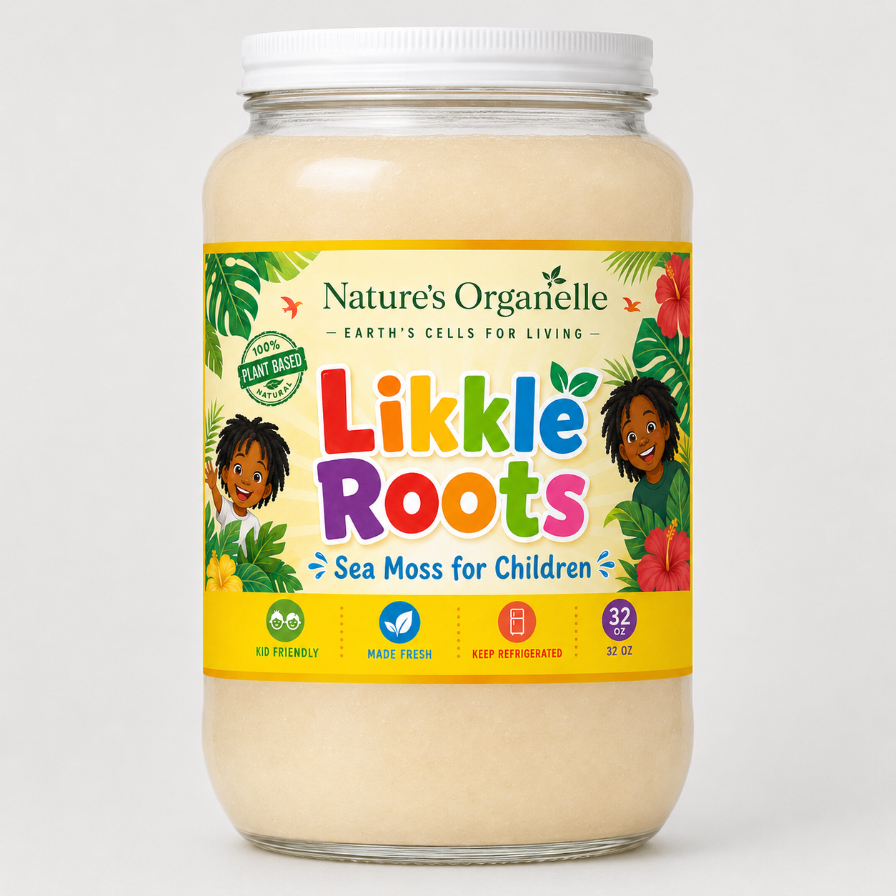 Likkle Roots — Sea Moss for Children 16oz wide mouth jar mockup