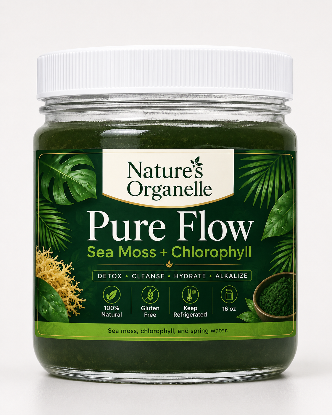 Pure Flow 16oz wide mouth jar mockup