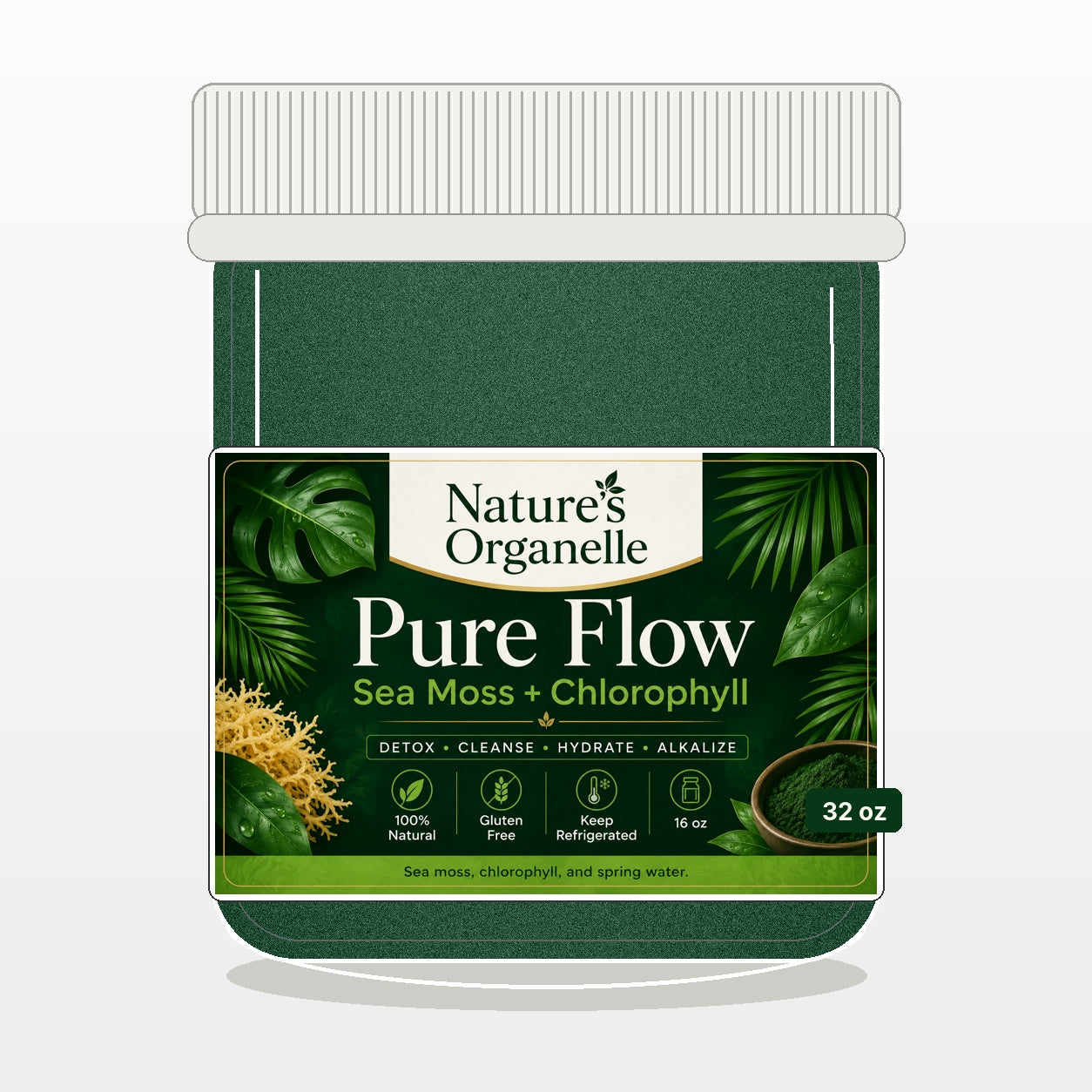 Pure Flow 32oz wide mouth jar mockup
